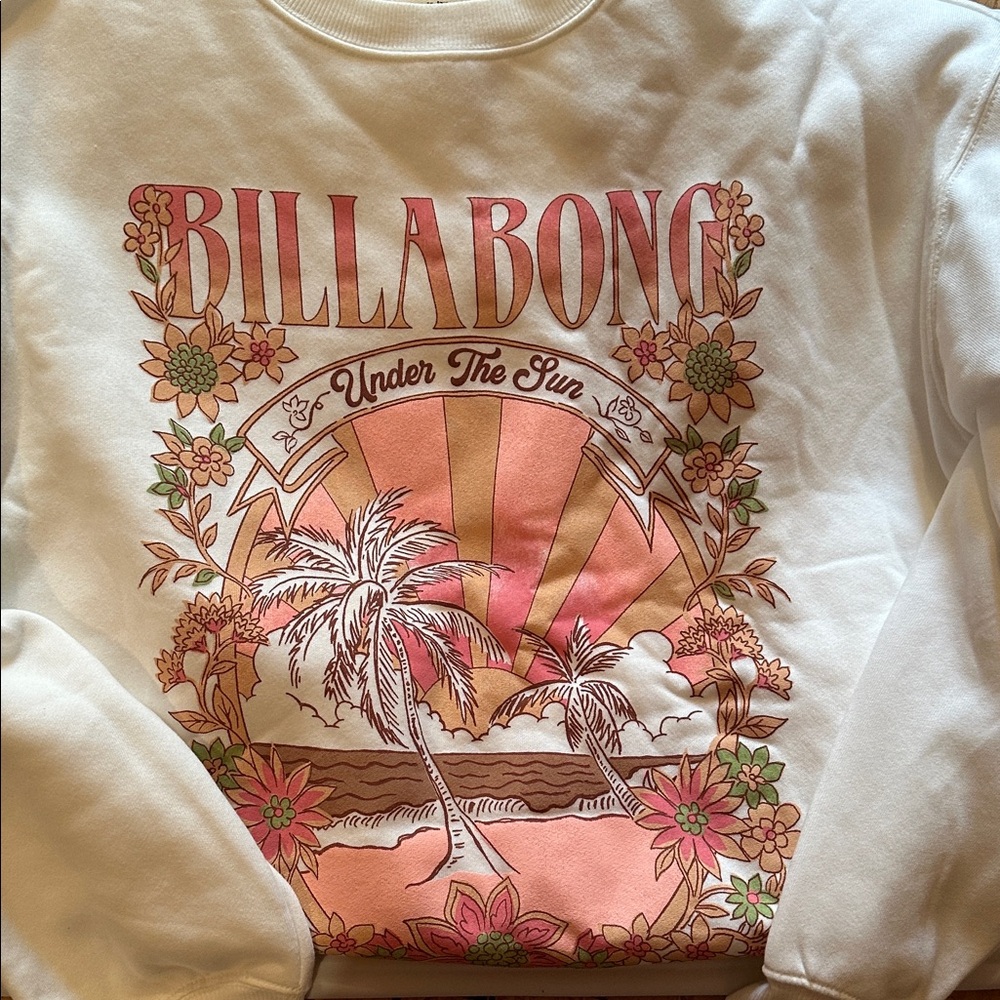Billabong Sweatshirt with Pink and White Tropical Design